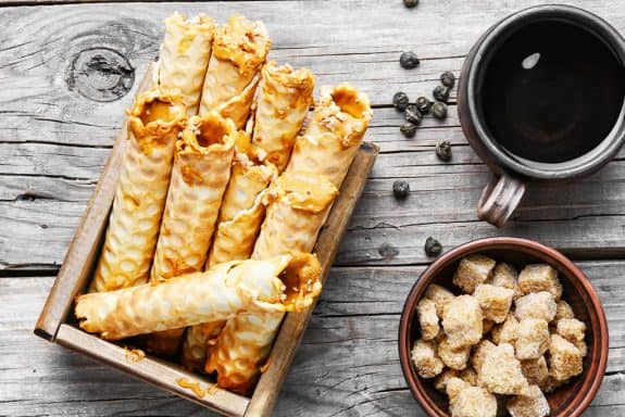 Eiserkuchen, gerollte Waffeln, Hippe Gebäck