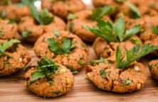 Turkish Style Vegetarian Lentil Meatballs Served on a Wooden Tra